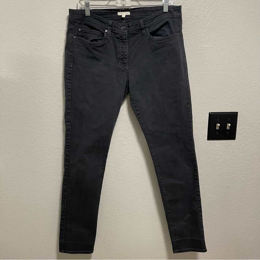 Eileen Fisher Organic Cotton Black Slim Jeans Size 12